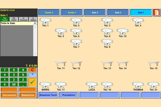 Gestione Tavoli e Sale in Macchi Chef